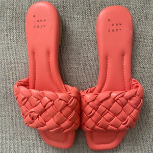 A NEW DAY Braided‎ Coral Slide On Sandals Size 6